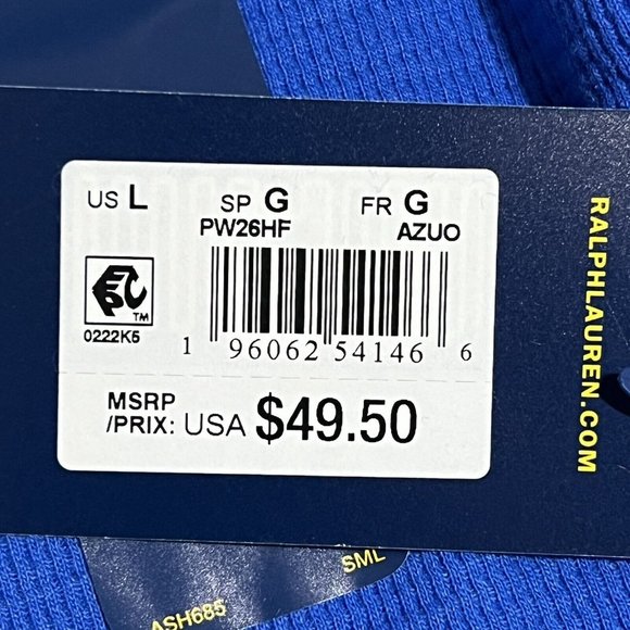 Polo Ralph Lauren Sleepwear Shirt Men's‎ Large Waffle Thermal Knit Royal Blue - Picture 6 of 6